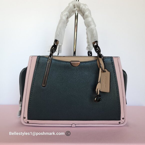 COACH Dreamer 27 In Colorblocked Pebbled Leather-Pine Green Aurora Multi ⭐ - Picture 5 of 16